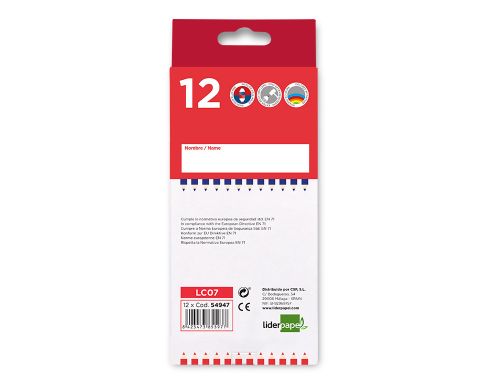 Lapis bicolor liderpapel vermelho-azul c/ de 12 lapis , Liderpapel , 54947 , 8423473855977